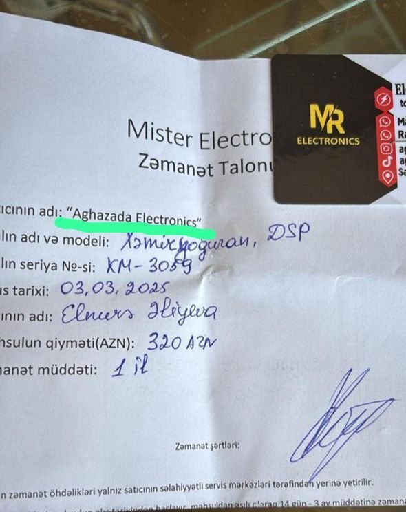 “Ağazade Electronics” müştərini 320 manat ziyana saldı – qüsurlu məhsul geri alınmadı